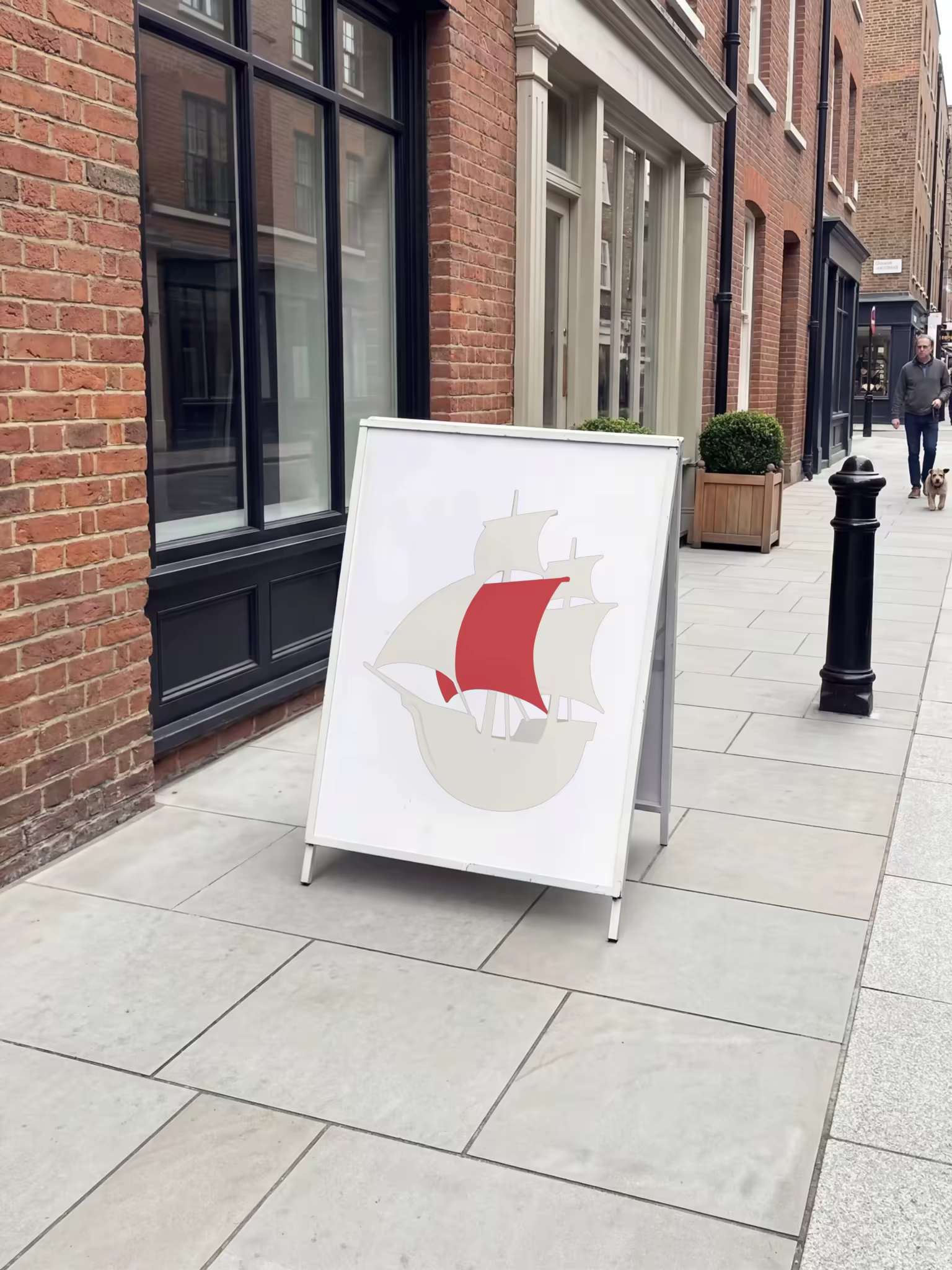 A-Frame Sign Mockup on a Brick-Lined Street
