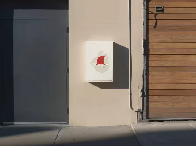 Wall Sign Box Mockup in Low Evening Sunlight